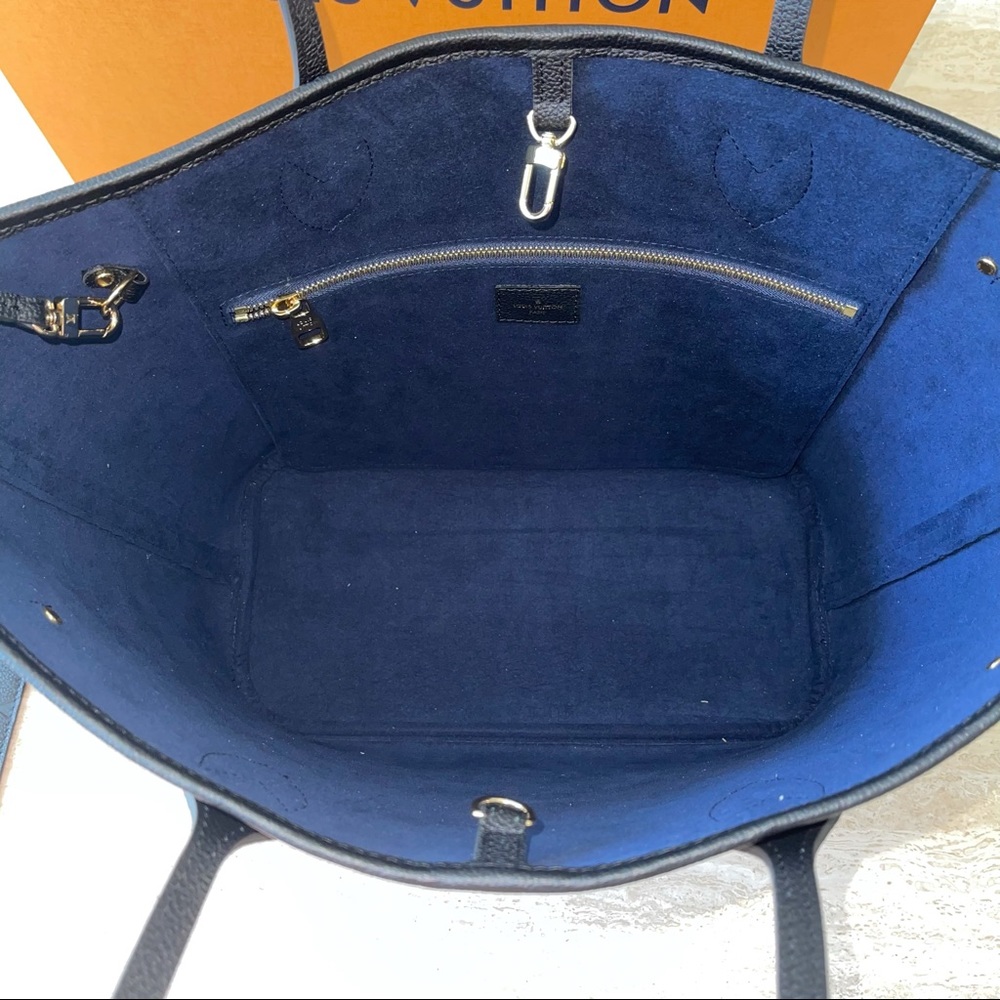 NEW Louis Vuitton NEVERFULL MM Monogram Empreinte w/ luggage tag BLACK - Picture 5 of 16